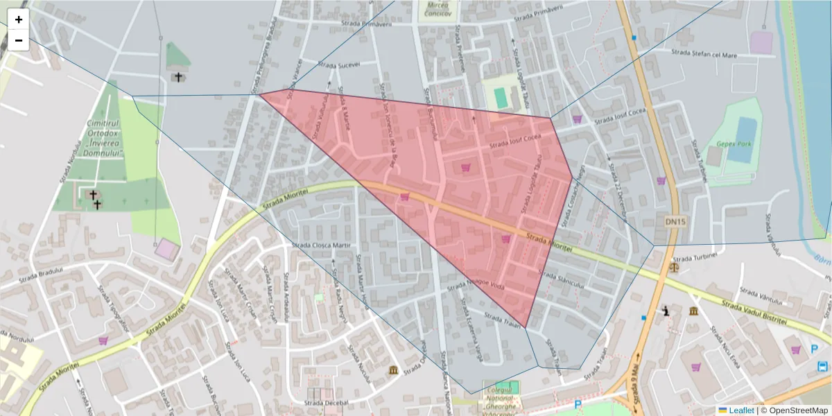 Hartă a codului poștal  și a codurilor poștale învecinate