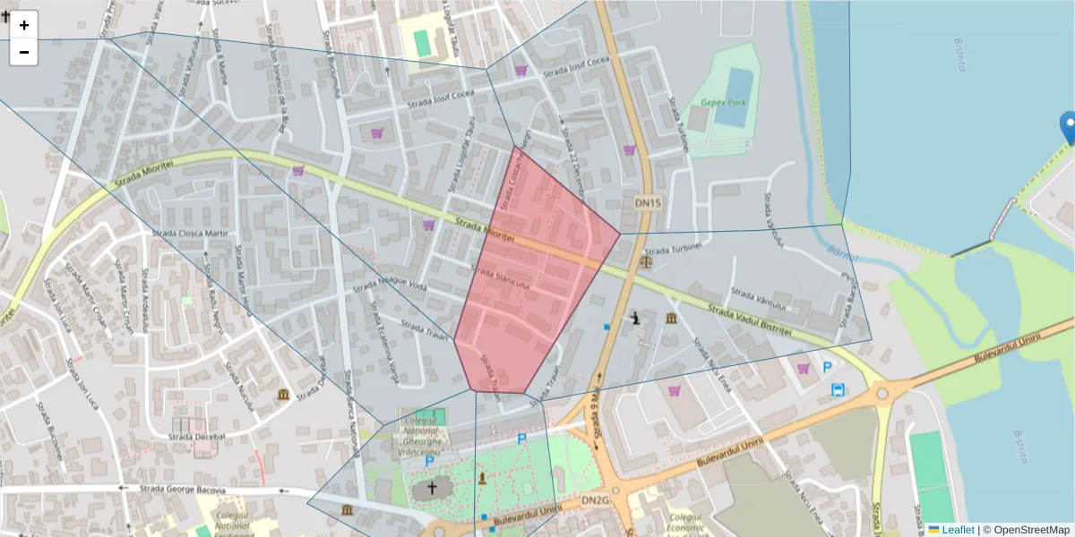 Hartă a codului poștal  și a codurilor poștale învecinate