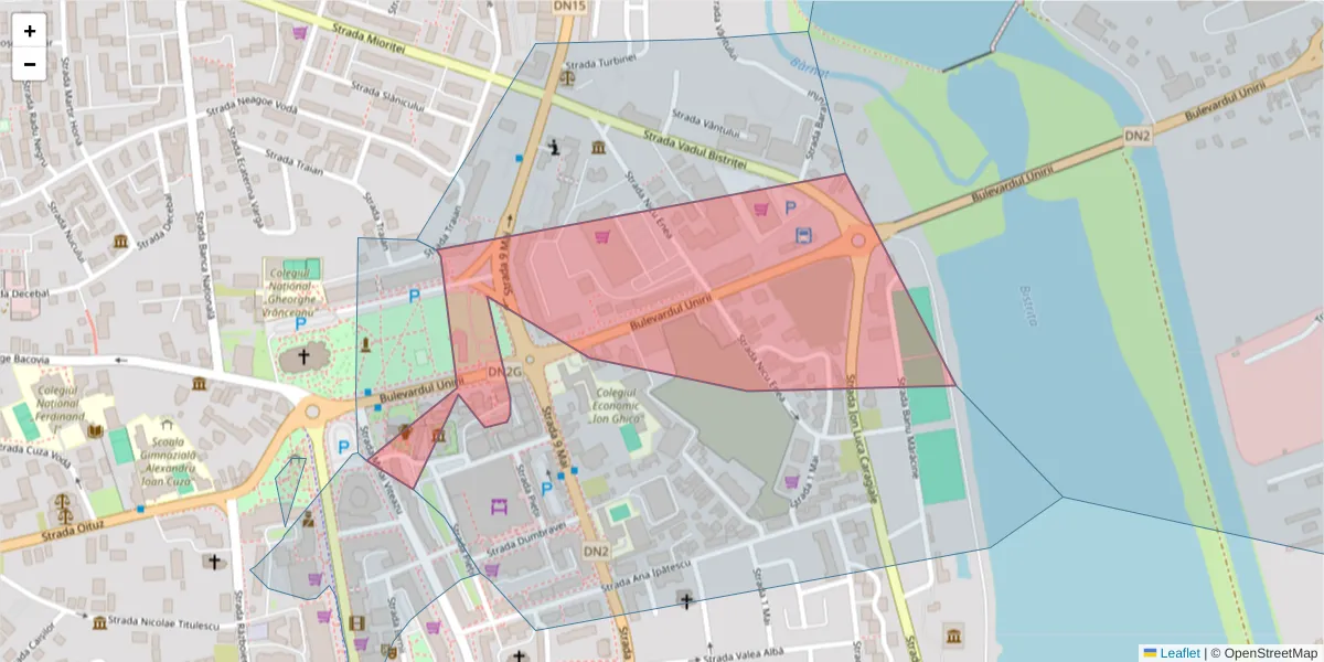 Hartă a codului poștal  și a codurilor poștale învecinate