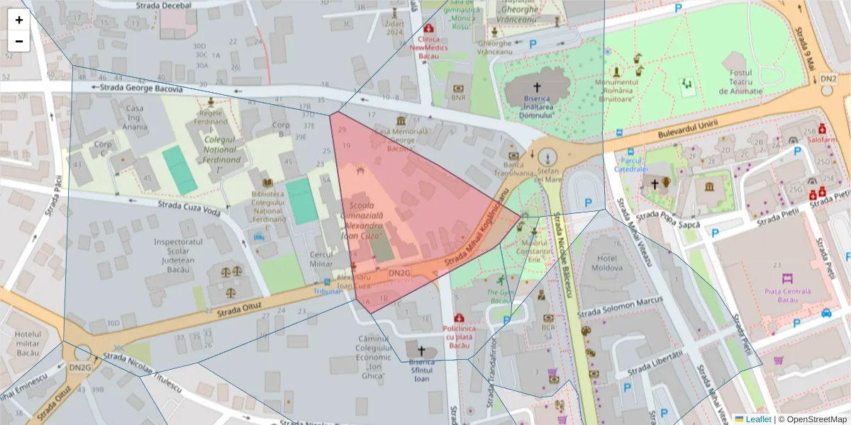 Hartă a codului poștal  și a codurilor poștale învecinate