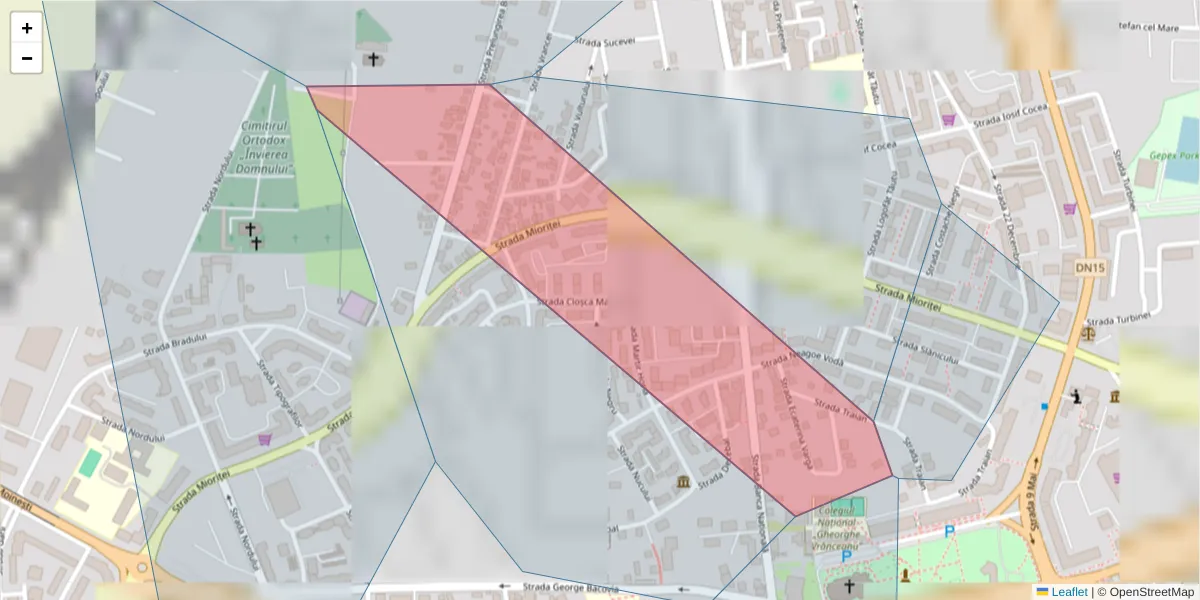 Hartă a codului poștal  și a codurilor poștale învecinate