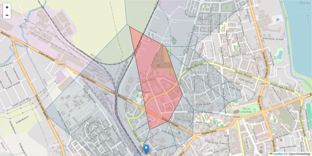 Hartă a codului poștal  și a codurilor poștale învecinate