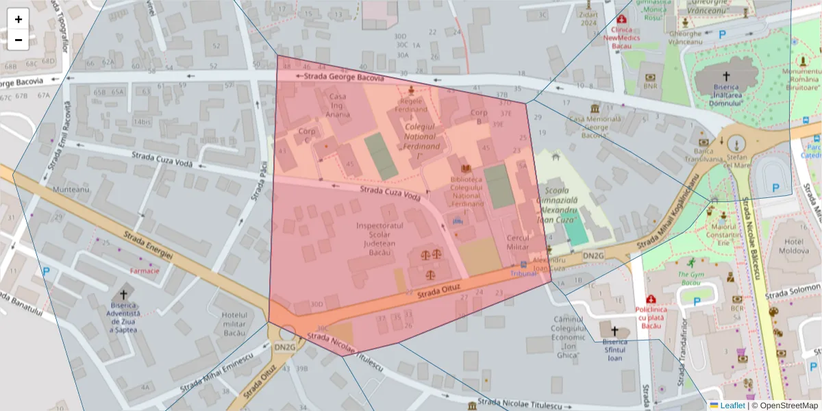 Hartă a codului poștal  și a codurilor poștale învecinate