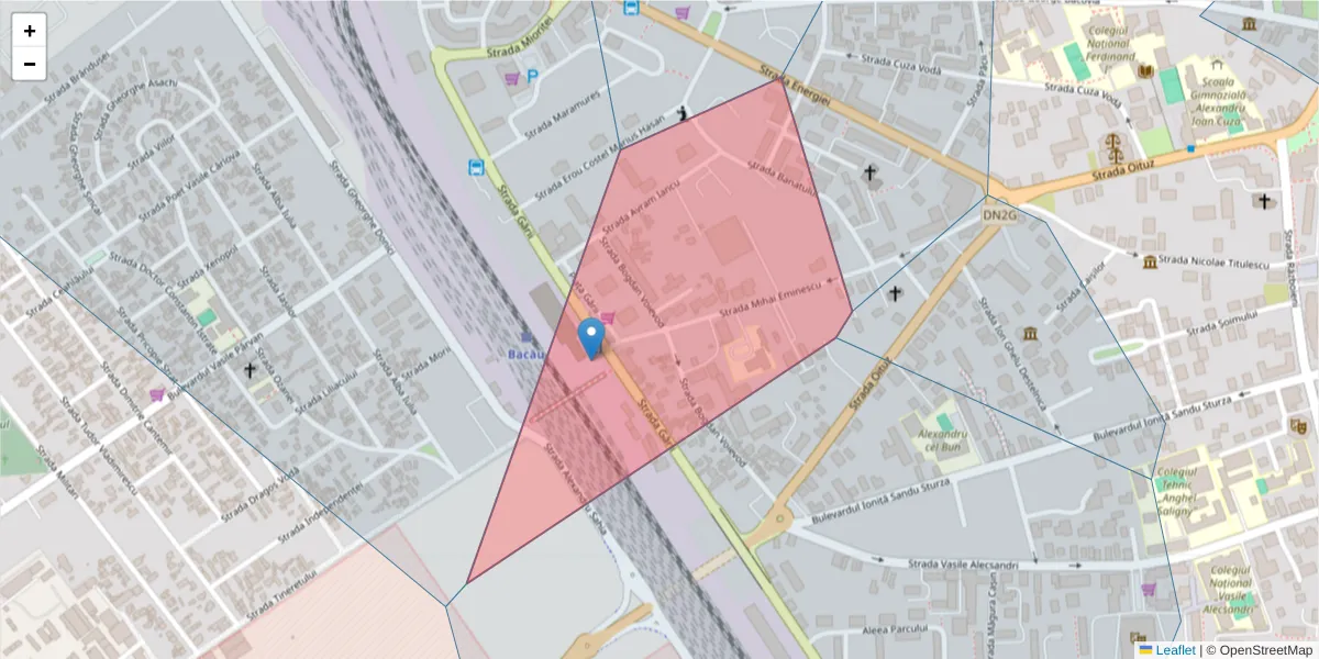 Hartă a codului poștal  și a codurilor poștale învecinate