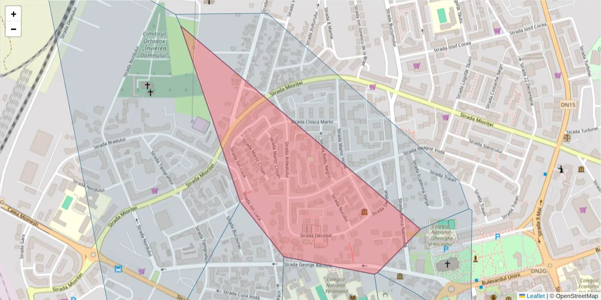 Hartă a codului poștal  și a codurilor poștale învecinate