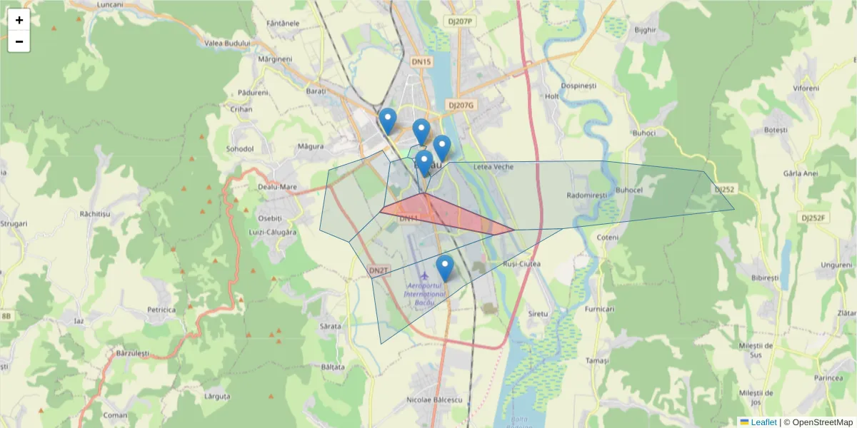 Hartă a codului poștal  și a codurilor poștale învecinate