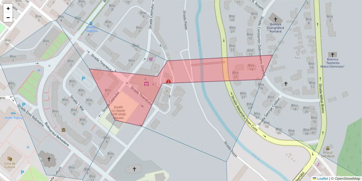 Hartă a codului poștal  și a codurilor poștale învecinate