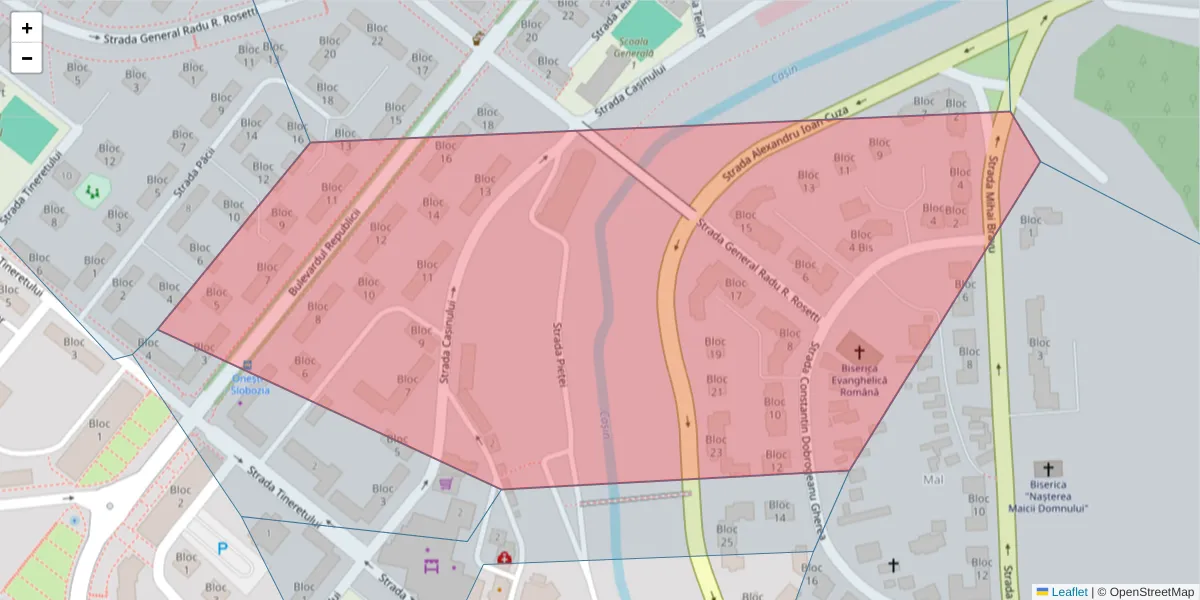 Hartă a codului poștal  și a codurilor poștale învecinate