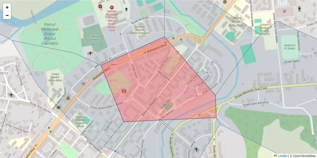 Hartă a codului poștal  și a codurilor poștale învecinate