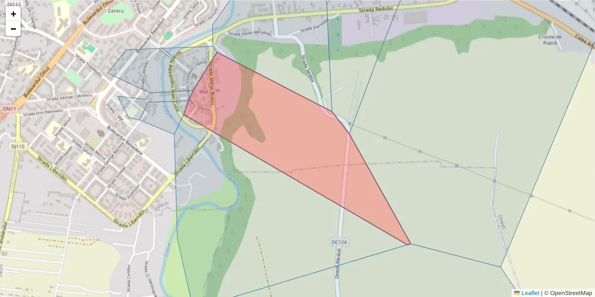 Hartă a codului poștal  și a codurilor poștale învecinate