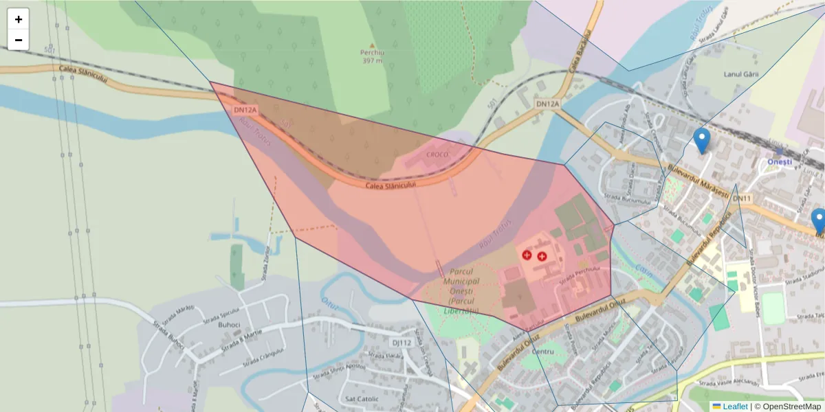 Hartă a codului poștal  și a codurilor poștale învecinate