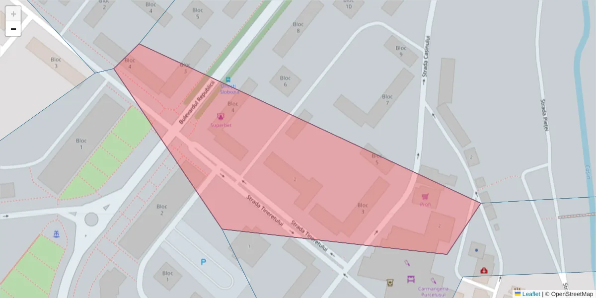 Hartă a codului poștal  și a codurilor poștale învecinate