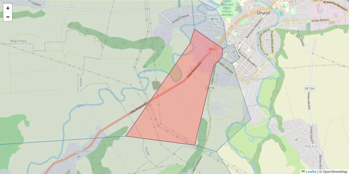 Hartă a codului poștal  și a codurilor poștale învecinate