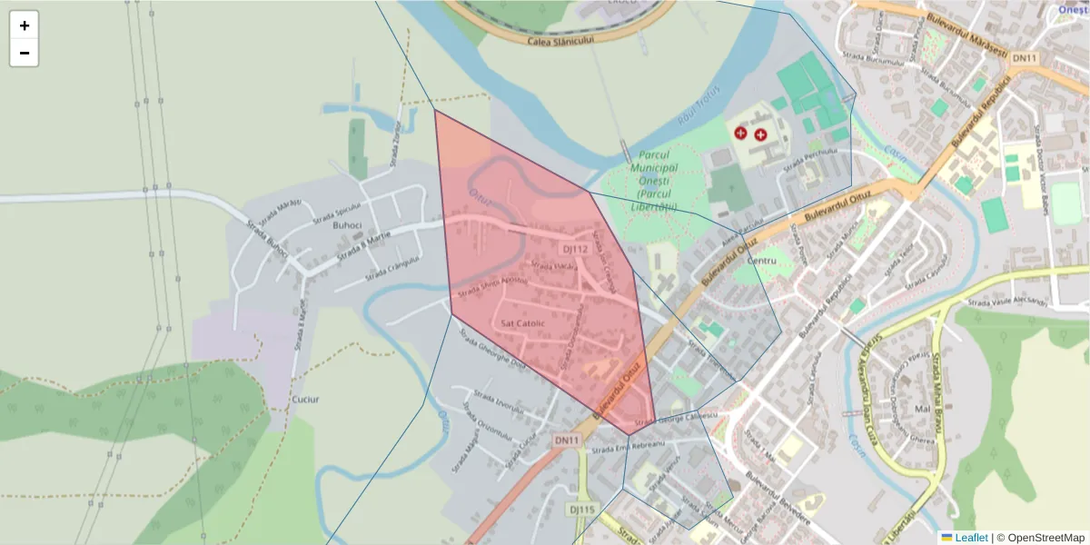 Hartă a codului poștal  și a codurilor poștale învecinate