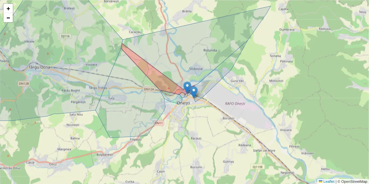 Hartă a codului poștal  și a codurilor poștale învecinate
