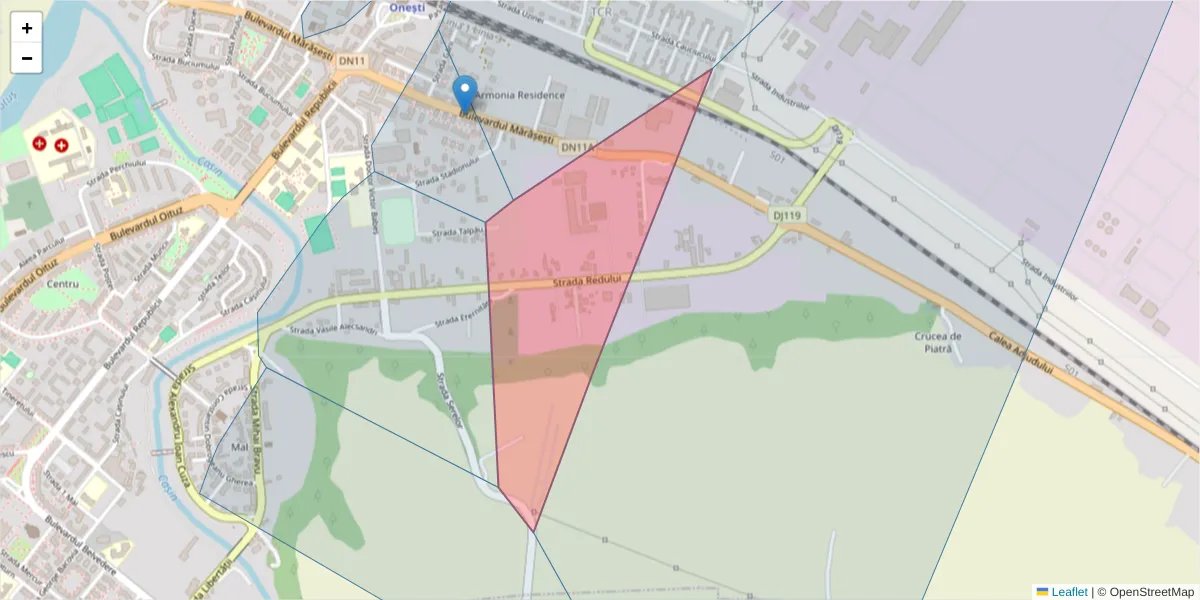 Hartă a codului poștal  și a codurilor poștale învecinate