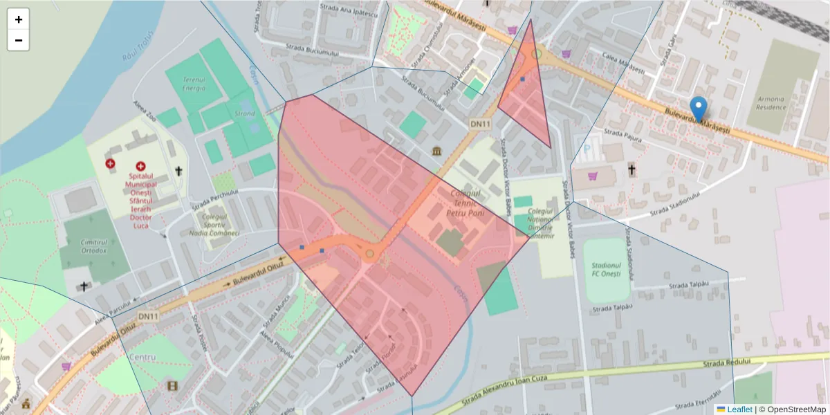 Hartă a codului poștal  și a codurilor poștale învecinate