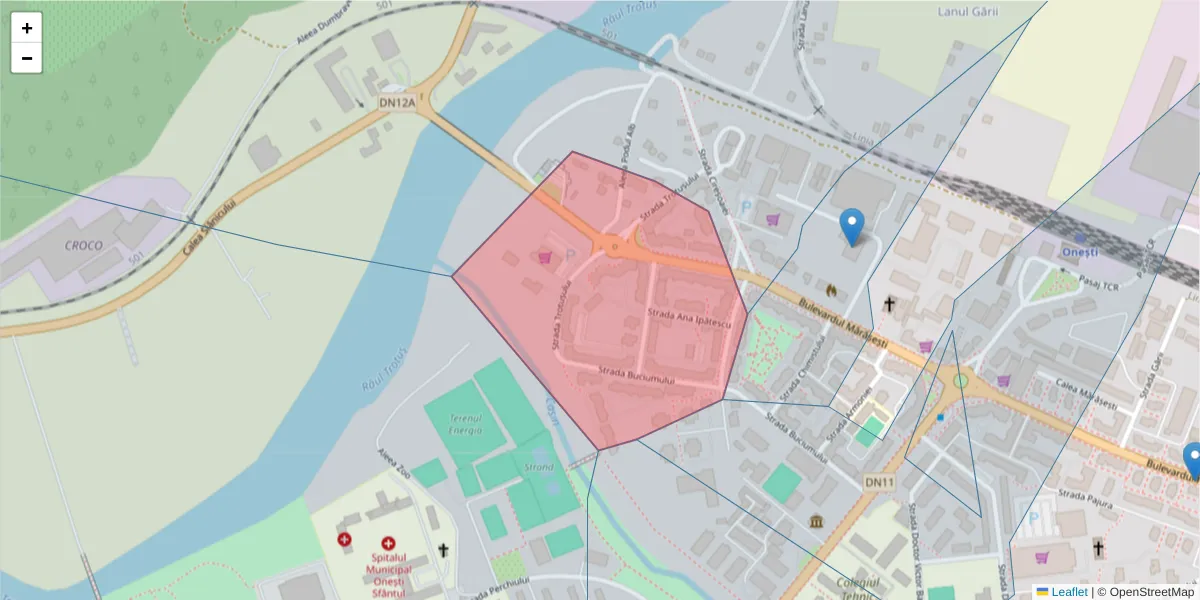 Hartă a codului poștal  și a codurilor poștale învecinate