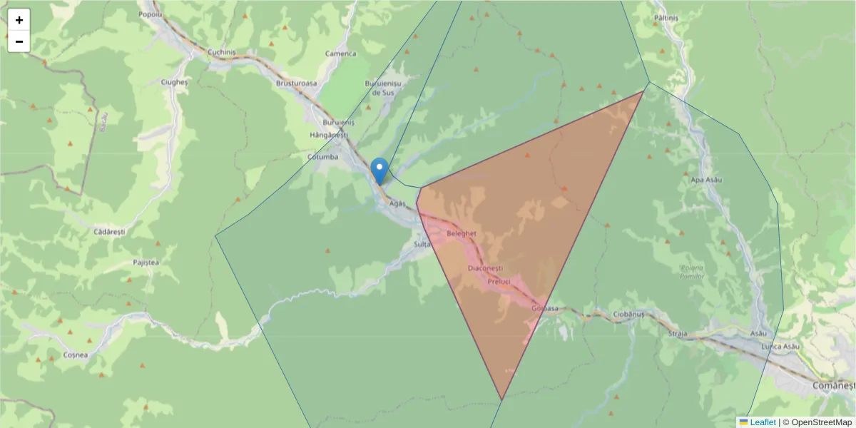 Hartă a codului poștal  și a codurilor poștale învecinate
