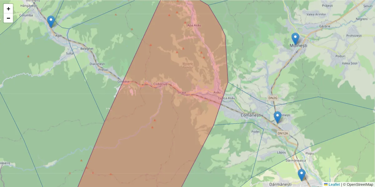 Hartă a codului poștal  și a codurilor poștale învecinate