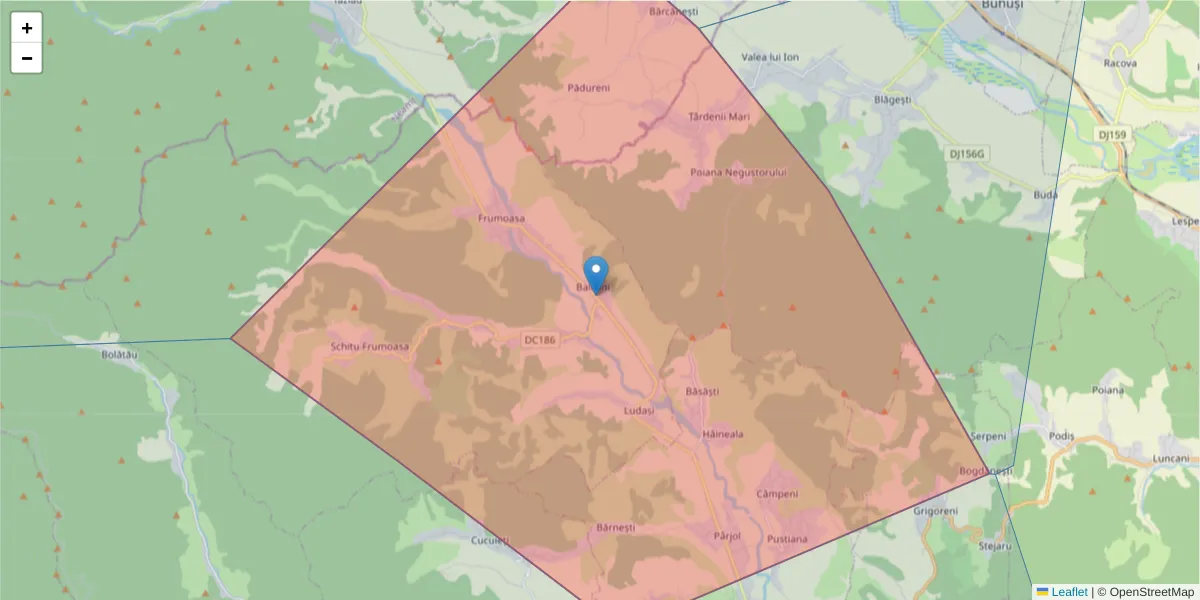 Hartă a codului poștal  și a codurilor poștale învecinate