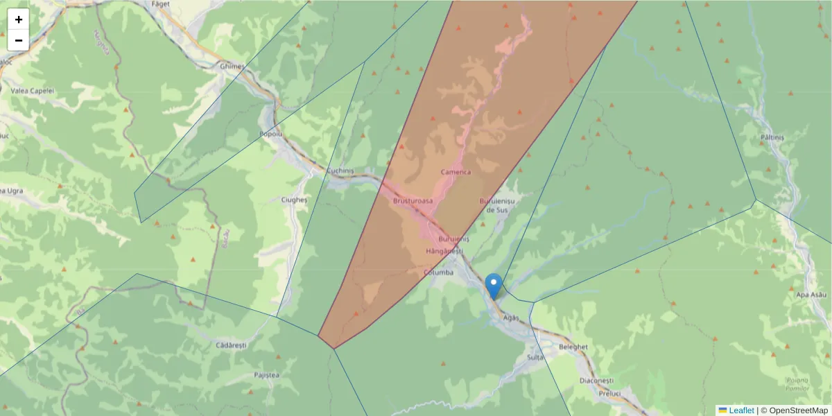 Hartă a codului poștal  și a codurilor poștale învecinate