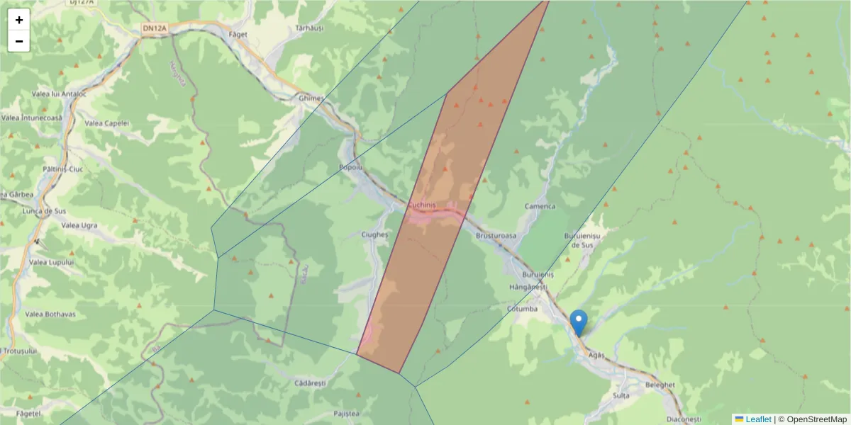 Hartă a codului poștal  și a codurilor poștale învecinate