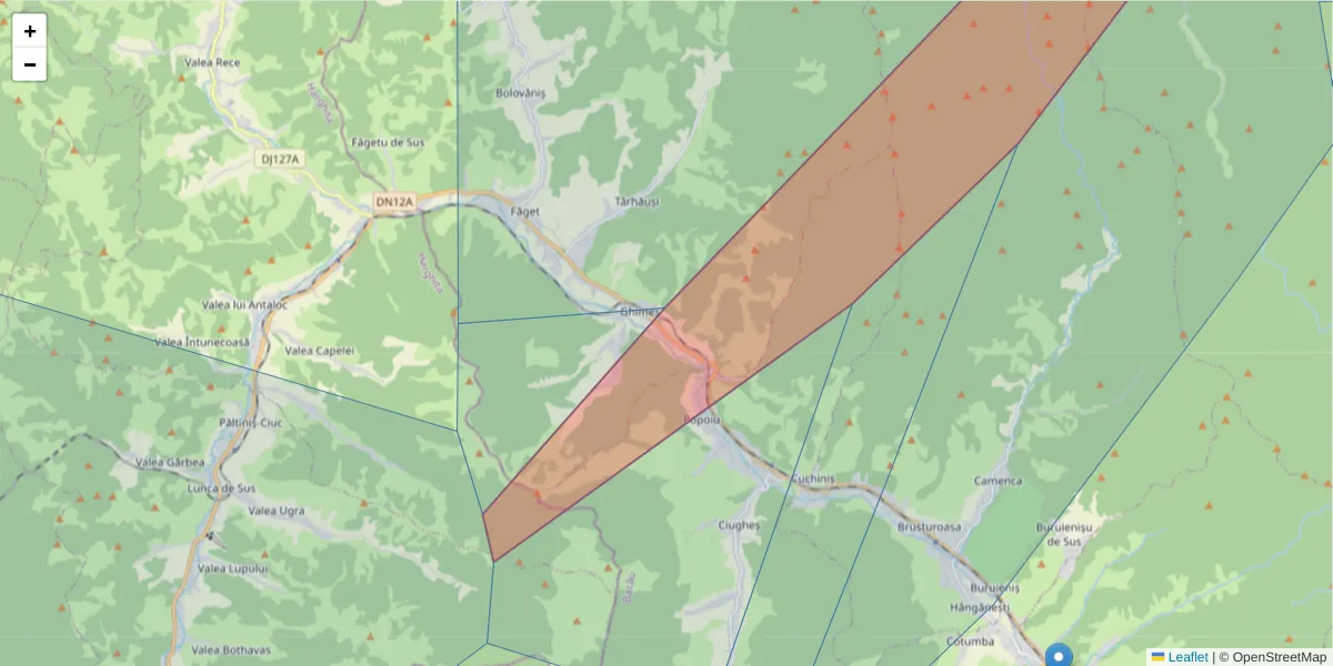 Hartă a codului poștal  și a codurilor poștale învecinate