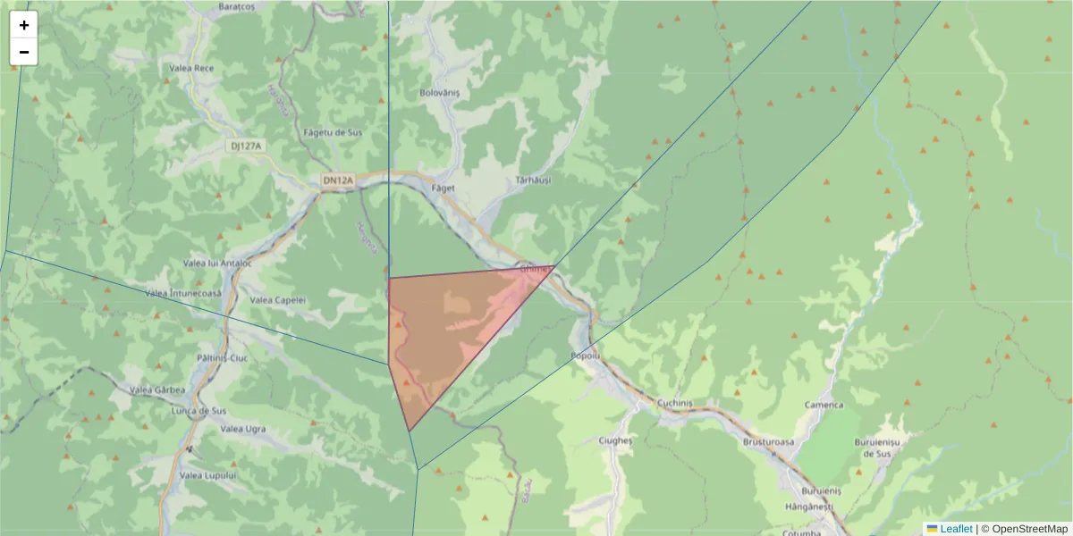 Hartă a codului poștal  și a codurilor poștale învecinate