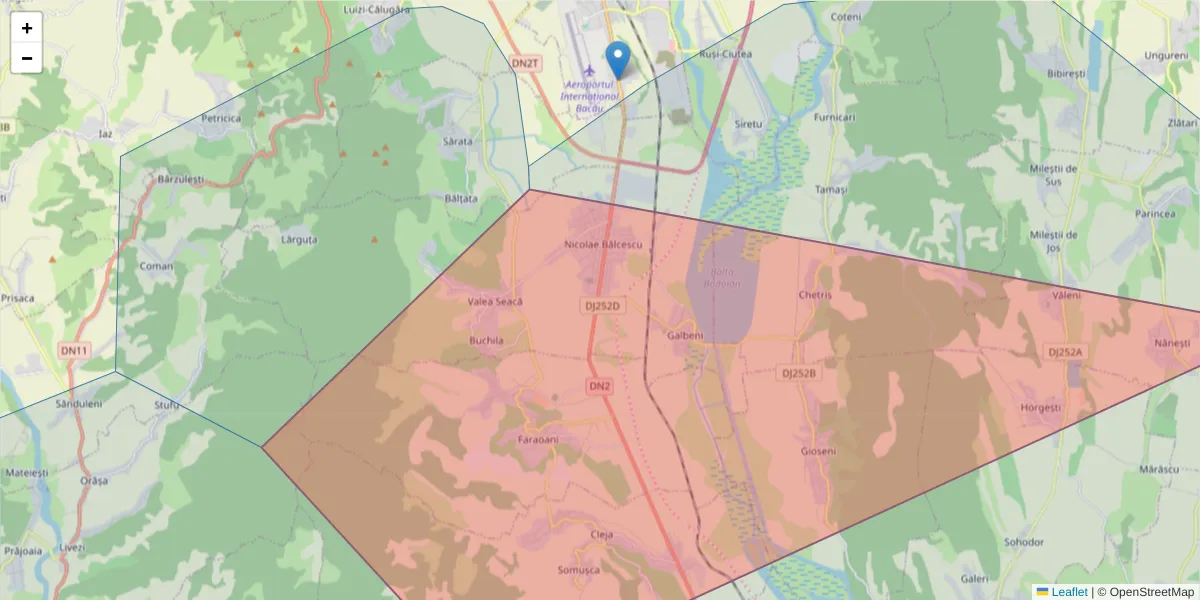Hartă a codului poștal  și a codurilor poștale învecinate