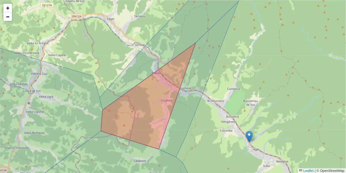 Hartă a codului poștal  și a codurilor poștale învecinate