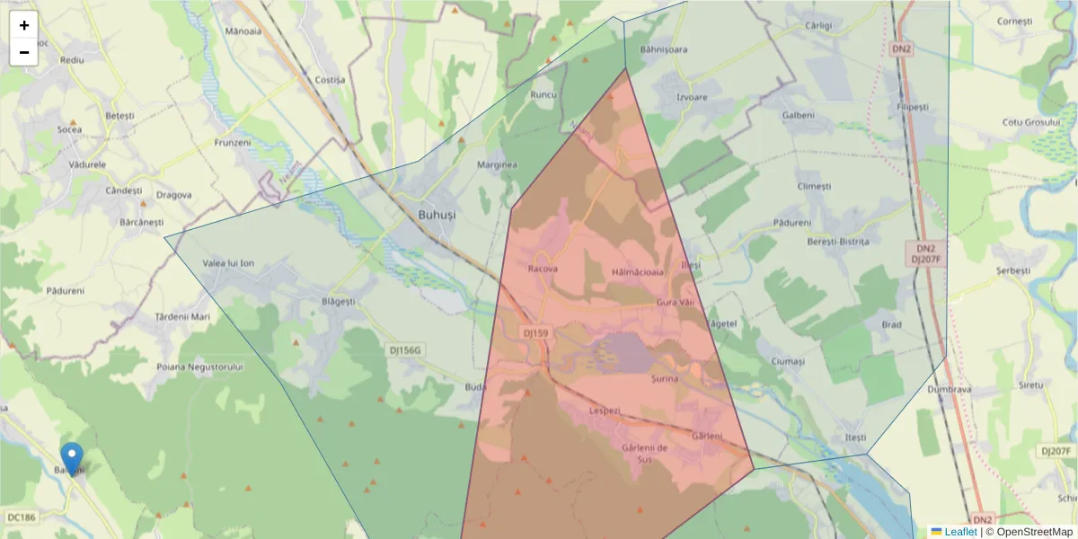 Hartă a codului poștal  și a codurilor poștale învecinate