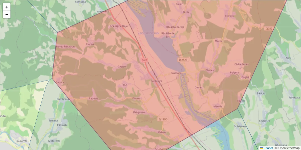 Hartă a codului poștal  și a codurilor poștale învecinate