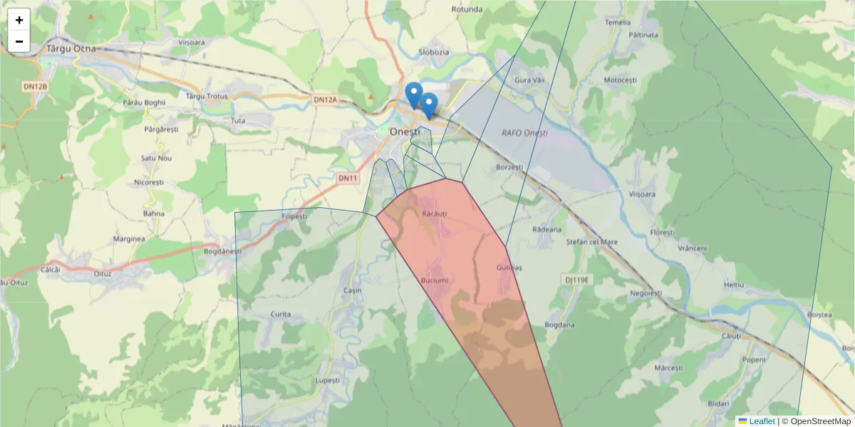 Hartă a codului poștal  și a codurilor poștale învecinate