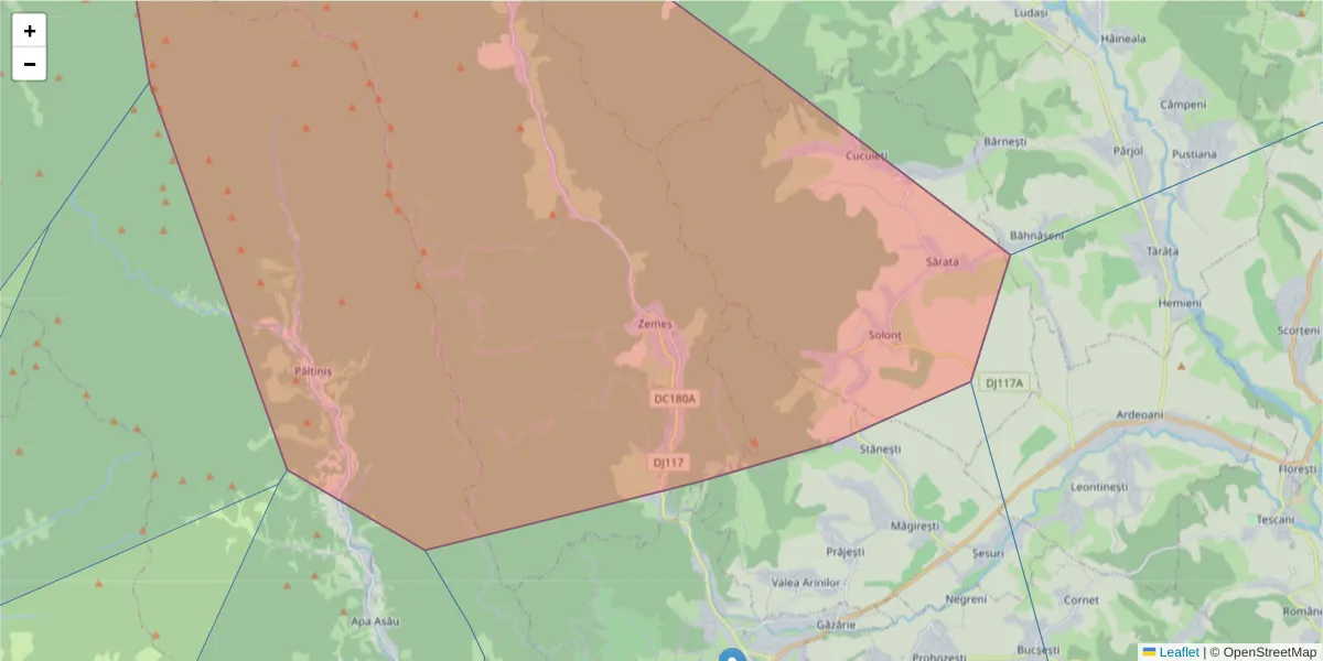 Hartă a codului poștal  și a codurilor poștale învecinate