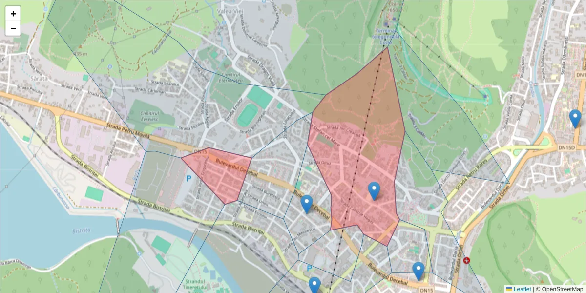 Hartă a codului poștal  și a codurilor poștale învecinate