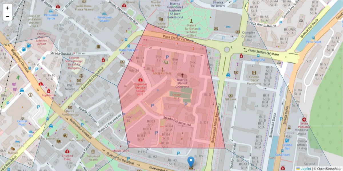 Hartă a codului poștal  și a codurilor poștale învecinate