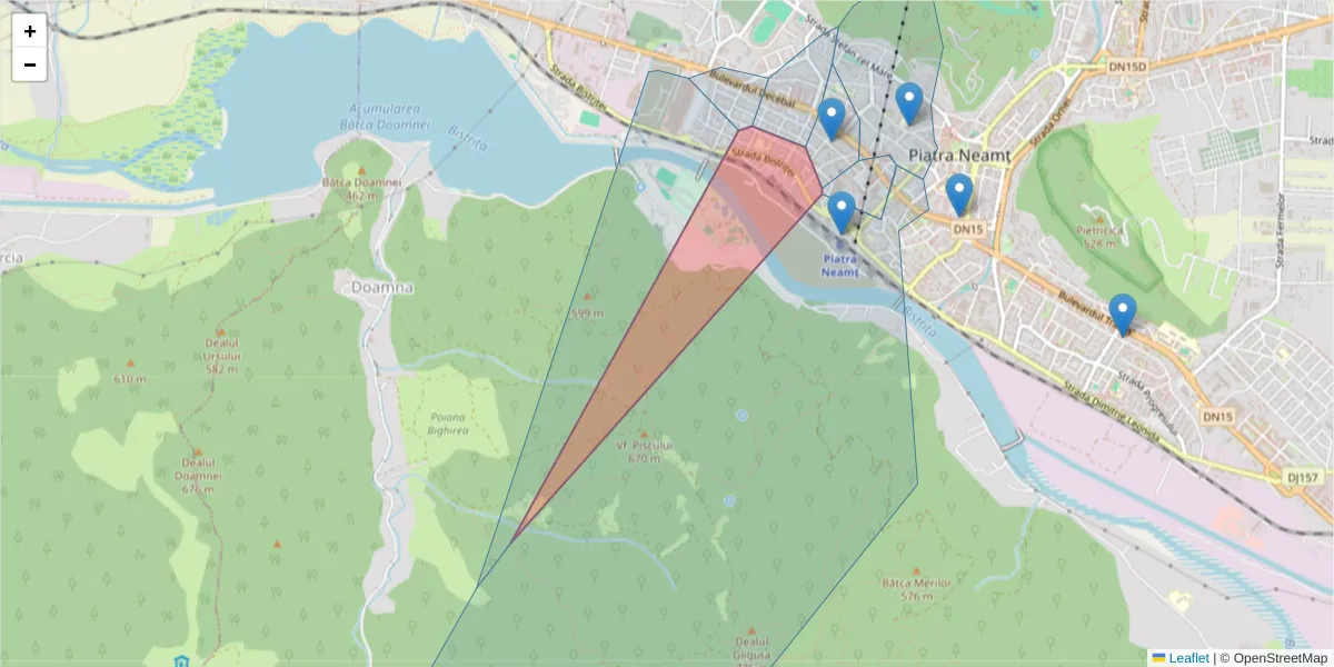 Hartă a codului poștal  și a codurilor poștale învecinate