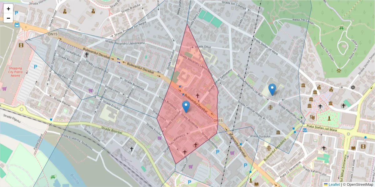 Hartă a codului poștal  și a codurilor poștale învecinate