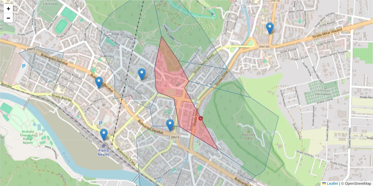 Hartă a codului poștal  și a codurilor poștale învecinate