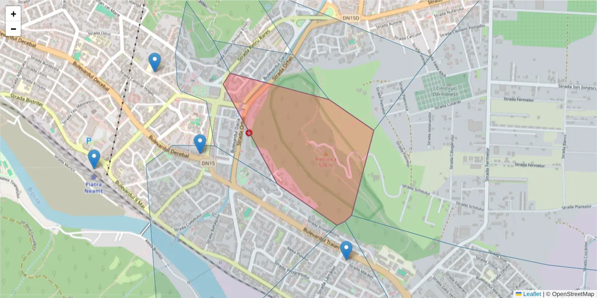 Hartă a codului poștal  și a codurilor poștale învecinate