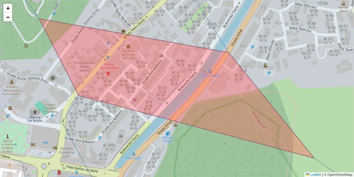 Hartă a codului poștal  și a codurilor poștale învecinate