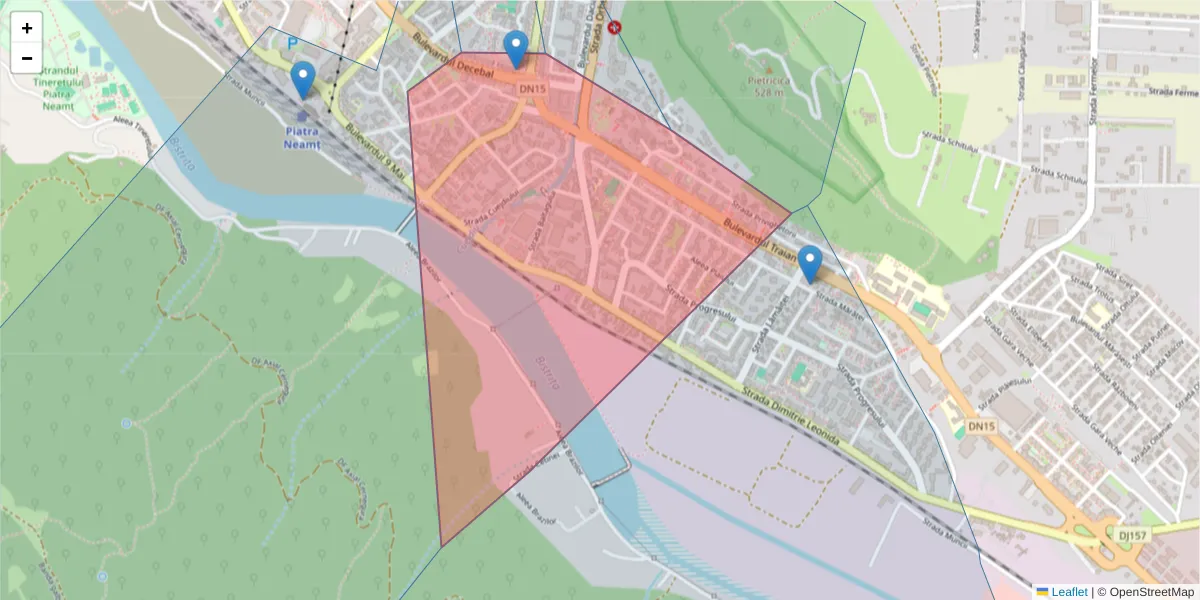 Hartă a codului poștal  și a codurilor poștale învecinate