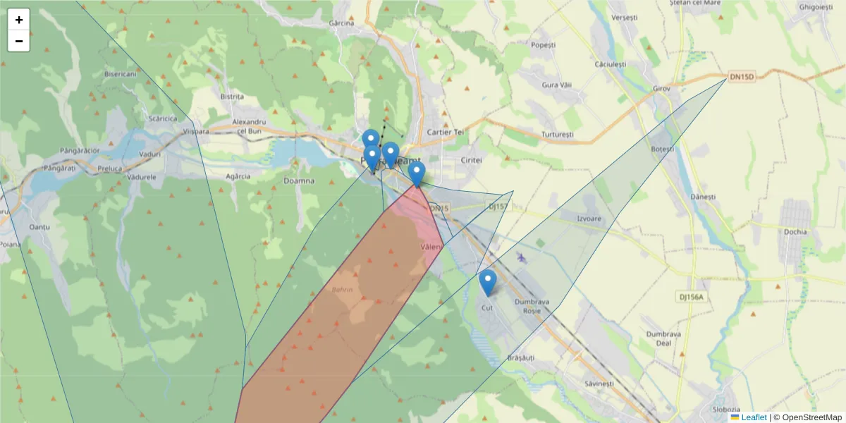 Hartă a codului poștal  și a codurilor poștale învecinate