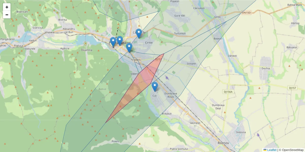 Hartă a codului poștal  și a codurilor poștale învecinate