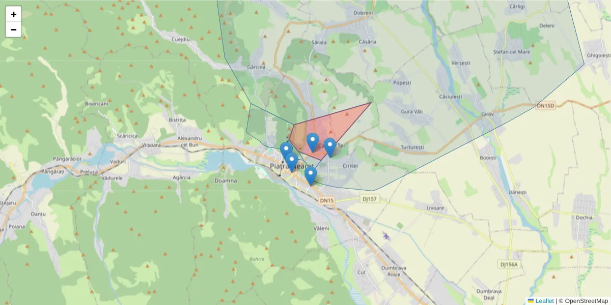 Hartă a codului poștal  și a codurilor poștale învecinate