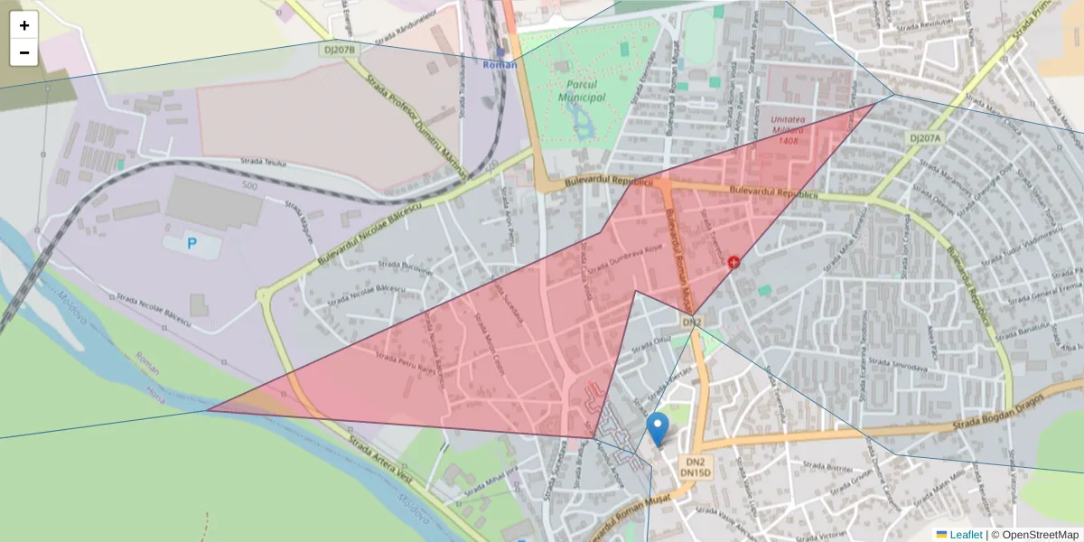 Hartă a codului poștal  și a codurilor poștale învecinate