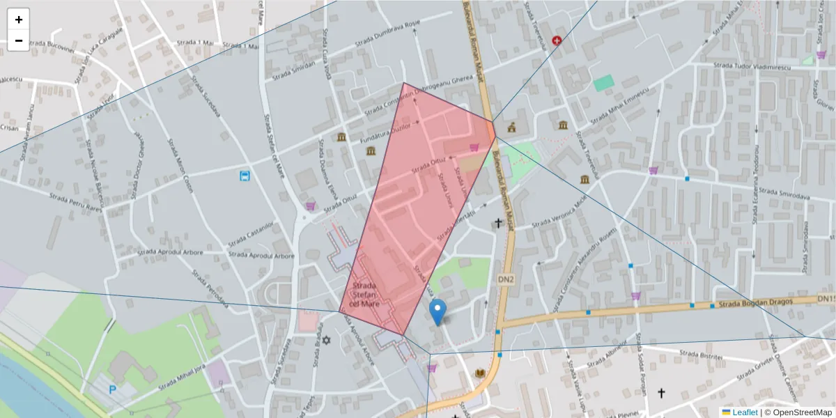 Hartă a codului poștal  și a codurilor poștale învecinate