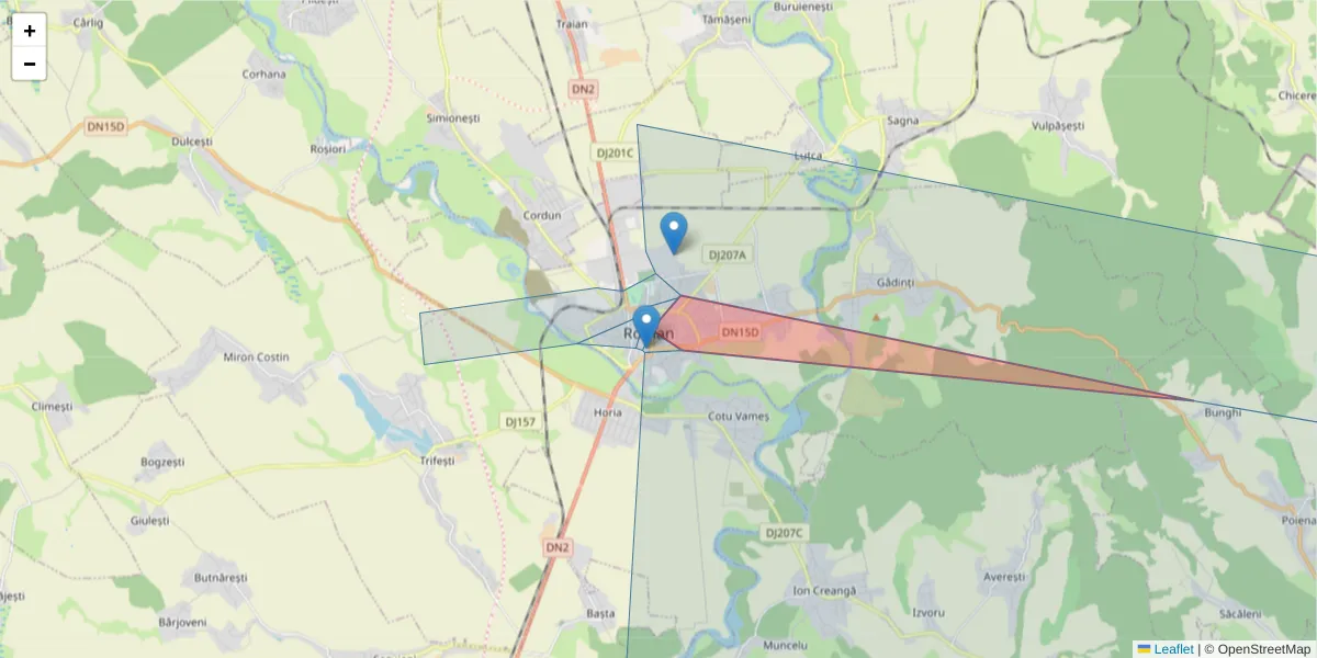 Hartă a codului poștal  și a codurilor poștale învecinate