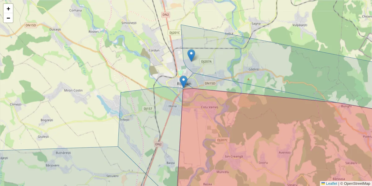 Hartă a codului poștal  și a codurilor poștale învecinate